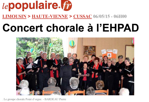 Concert chorale à l’EHPAD - Le populaire 06/05/15