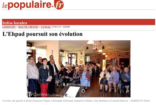 L’Ehpad poursuit son évolution - Le populaire 27/01/15