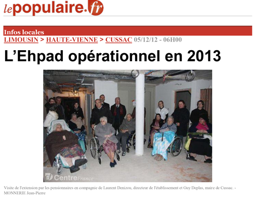 L’Ehpad opérationnel en 2013 - Le populaire 05/12/12