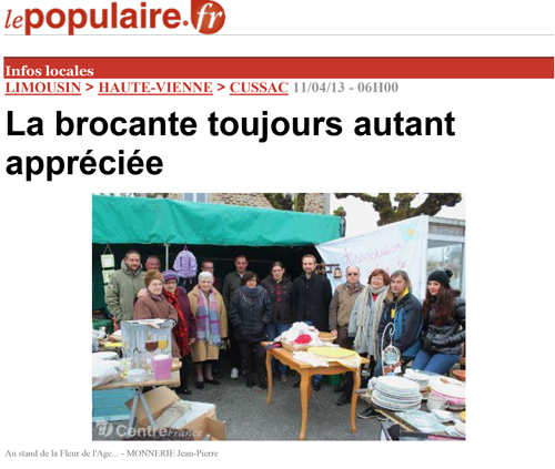 La brocante toujours autant appréciée - Le populaire 11/04/13