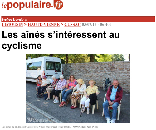 Les aînés s’intéressent au cyclisme - Le populaire 03/09/15