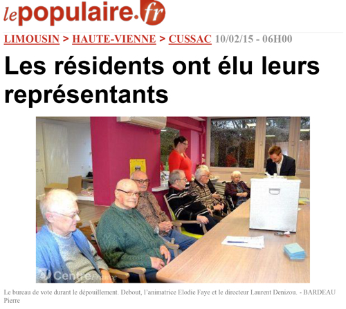 Les résidents ont élu leurs représentants - Le populaire 10/02/15