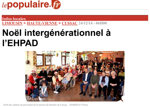 Noël intergénérationnel à l’EHPAD - Le populaire 24/12/14