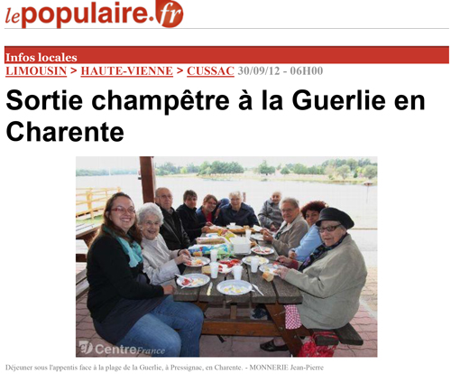 Sortie champêtre à la Guerlie en Charente - Le populaire 30/09/12