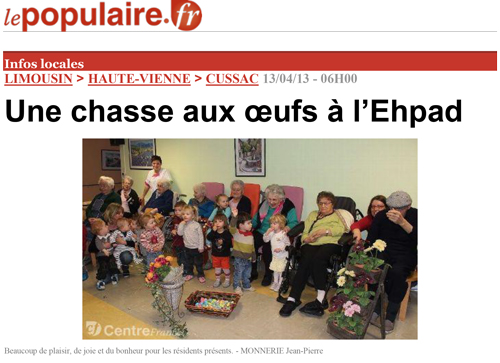 Une chasse aux œufs à l’Ehpad - Le populaire 13/04/13