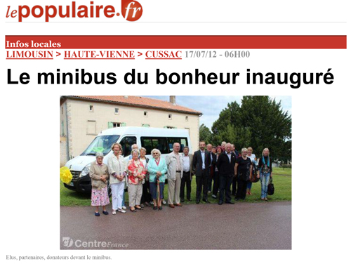 Le minibus du bonheur inauguré - Le populaire 17/07/12