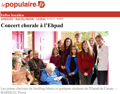 Concert chorale à l'EHPAD - Le populaire 21/10/15