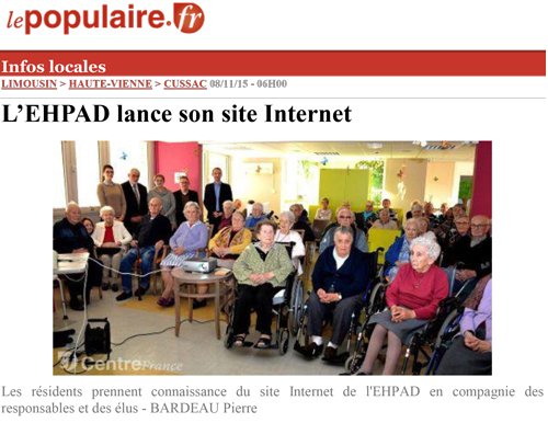 L’EHPAD lance son site Internet - Le populaire 08/11/15