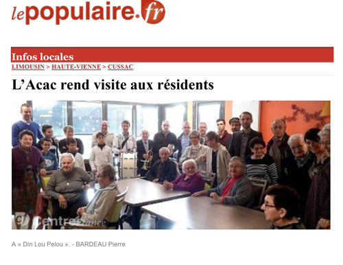 L’ACAC rend visite aux résidents - Le Populaire 29/12/15