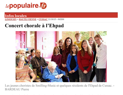 Concert chorale à l'Ehpad - Le Populaire 21/10/15