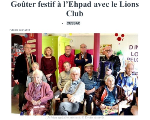 Goûter festif à l'Ehpad avec le Lions Club - Le Populaire 20/01/18