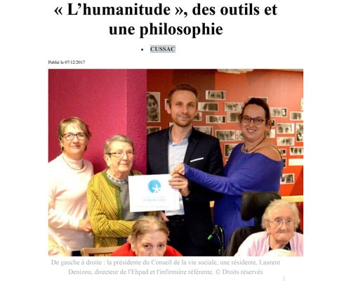« L’humanitude », des outils et une philosophie - Le Populaire 07/12/2017